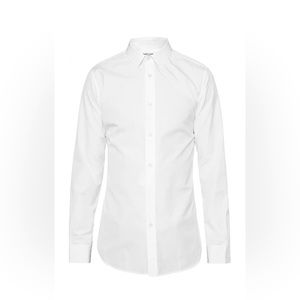 NWT Saint Laurent Solid White Button Front Slim-Fit Shirt 40EU/15.5US $525.00
